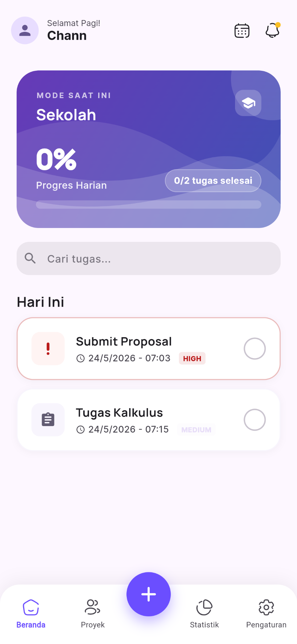 Tasklyn mobile app dashboard